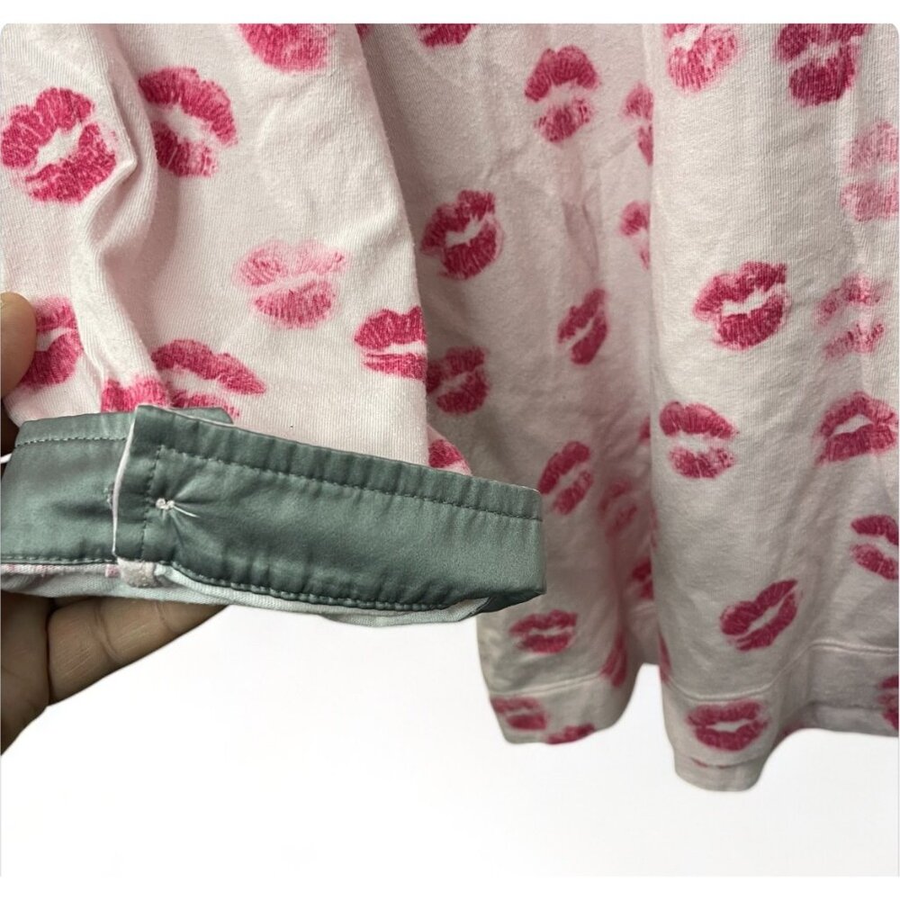 DKNY Womens XL Pink Kiss Print Pajama Top Cotton & Modal Long Sleeve Button-Up - Picture 9 of 9